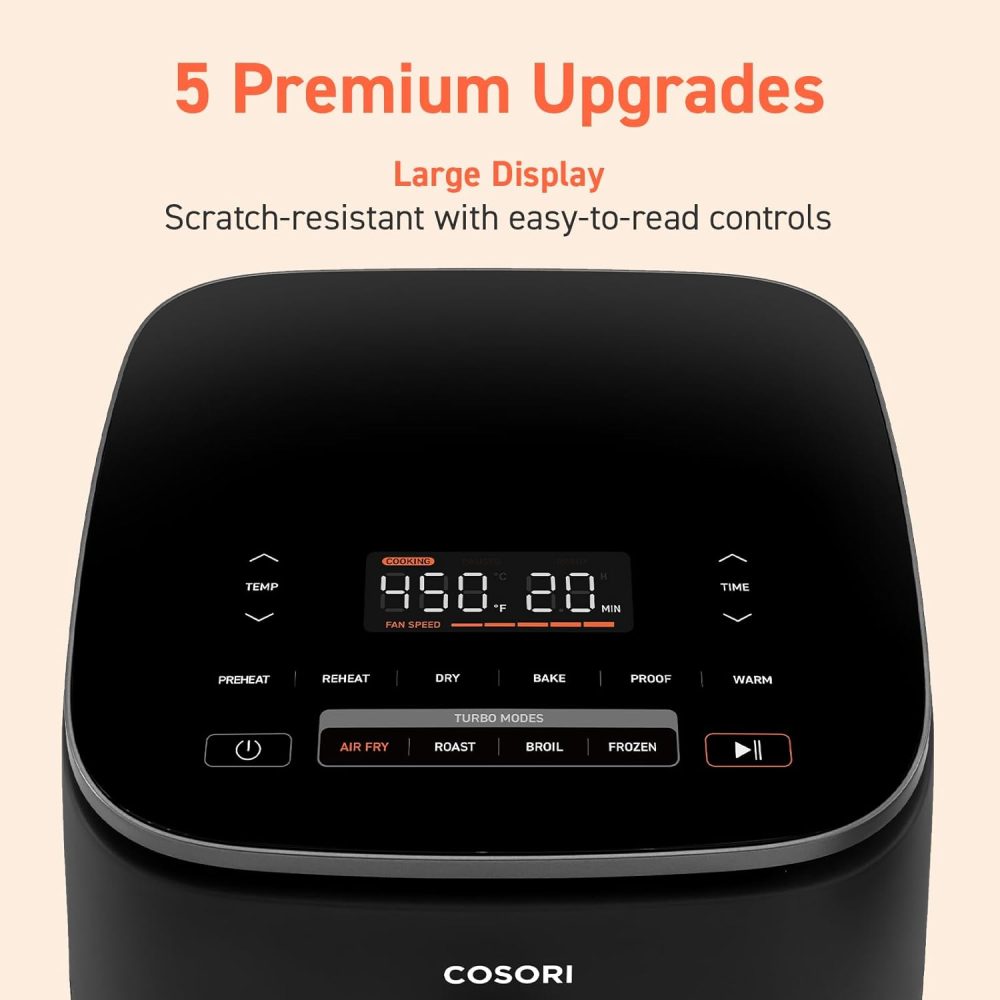 COSORI Air Fryer 9-in-1, Compact & Large 6-Qt, Fast Turbo Modes, 90–450°F Precise Heat for Even Results, Up to 95% Less Oil*, Roast, Bake, Dry, Reheat, Frozen, Broil, Proof, 120V, TurboBlaze, Grey - Image 9
