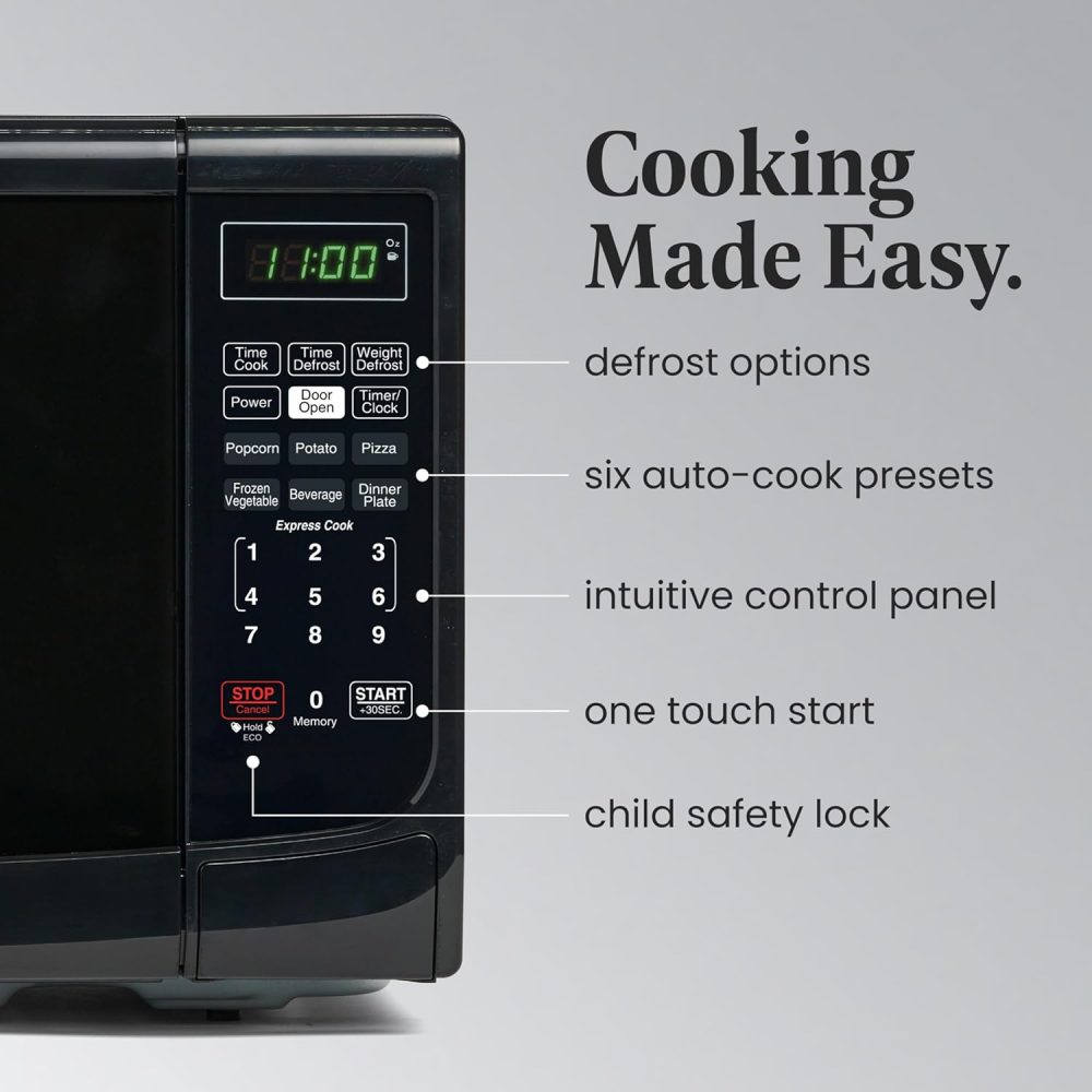Farberware Countertop Microwave 700 Watts, 0.7 Cu. Ft. - Microwave Oven With LED Lighting and Child Lock - Perfect for Apartments and Dorms - Easy Clean Stainless Steel - Image 3
