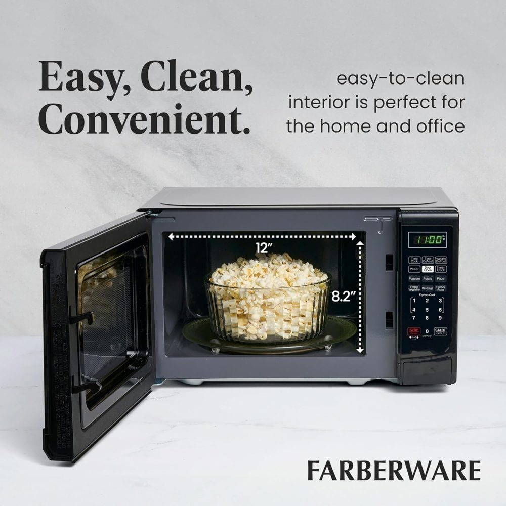 Farberware Countertop Microwave 700 Watts, 0.7 Cu. Ft. - Microwave Oven With LED Lighting and Child Lock - Perfect for Apartments and Dorms - Easy Clean Stainless Steel - Image 5