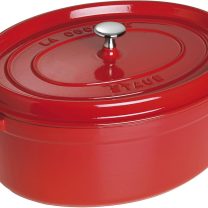 STAUB Cast Iron Dutch Oven 7-qt Oval Cocotte, Made in France, Serves 7-8, Cherry